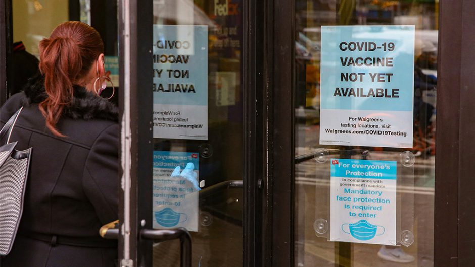 Walgreens signs remind people COVID-19 vaccine isn’t ready